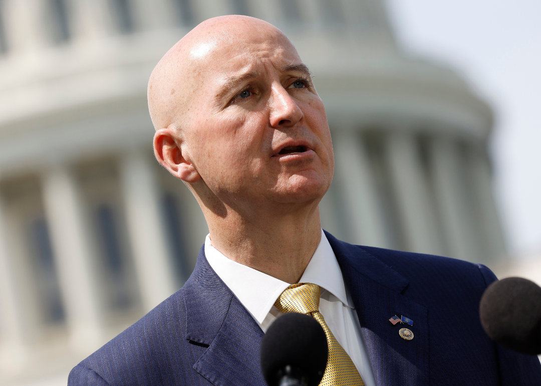 Senator Pete Ricketts speaks at press conference.