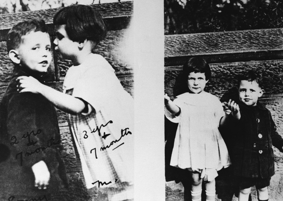 Rita Hayworth standing with her brother, Eduardo Jr., in Central Park.