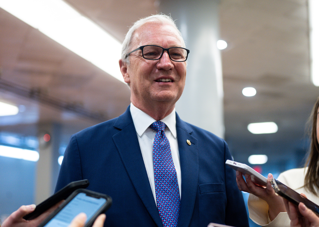 Senator Kevin Cramer speaks to reporters.