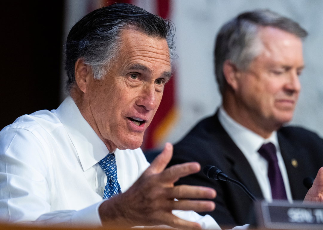 Senator Mitt Romney speaks at a hearing.