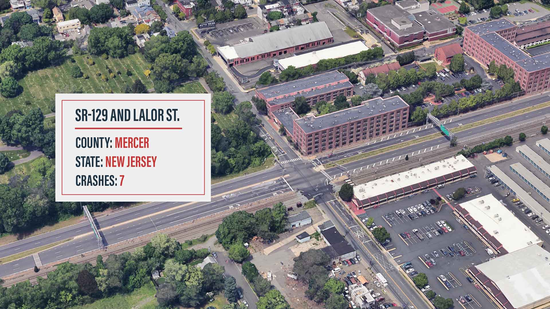 aerial view of SR-129 and Lalor St. (CR-650) 
