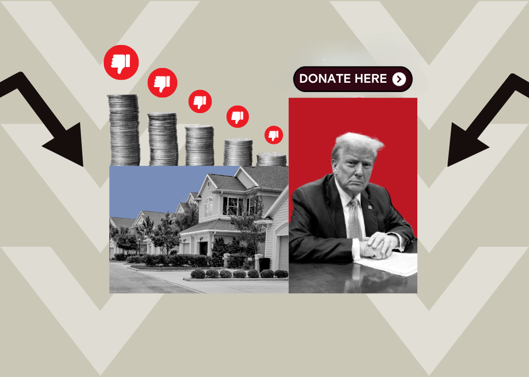 Photo illustration of diminishing campaign contributions for former President Donald Trump.