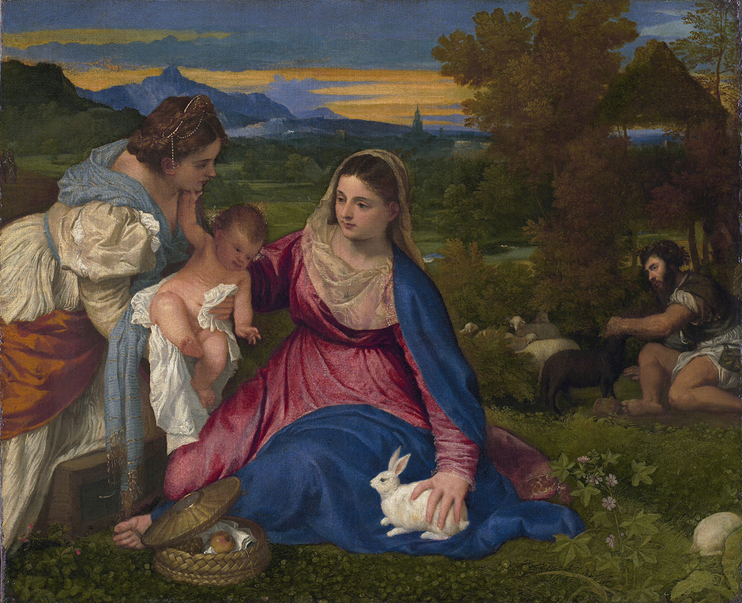 Photo of the painting “Madonna of the Rabbit.”