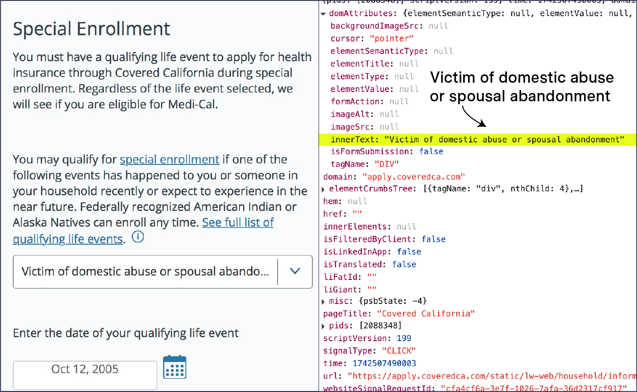 A capture showing how information was sent to LinkedIn via the Insight Tag.
