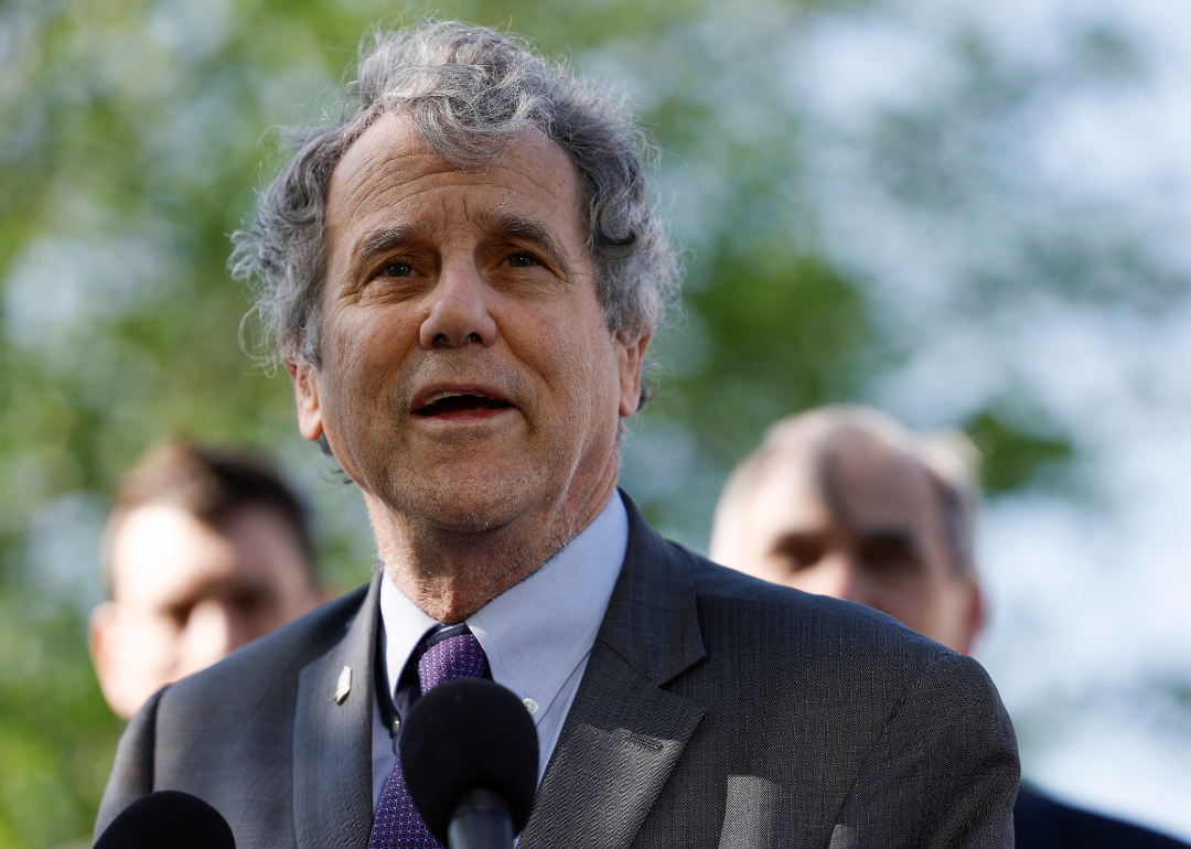 Senator Sherrod Brown speaks at a press conference.