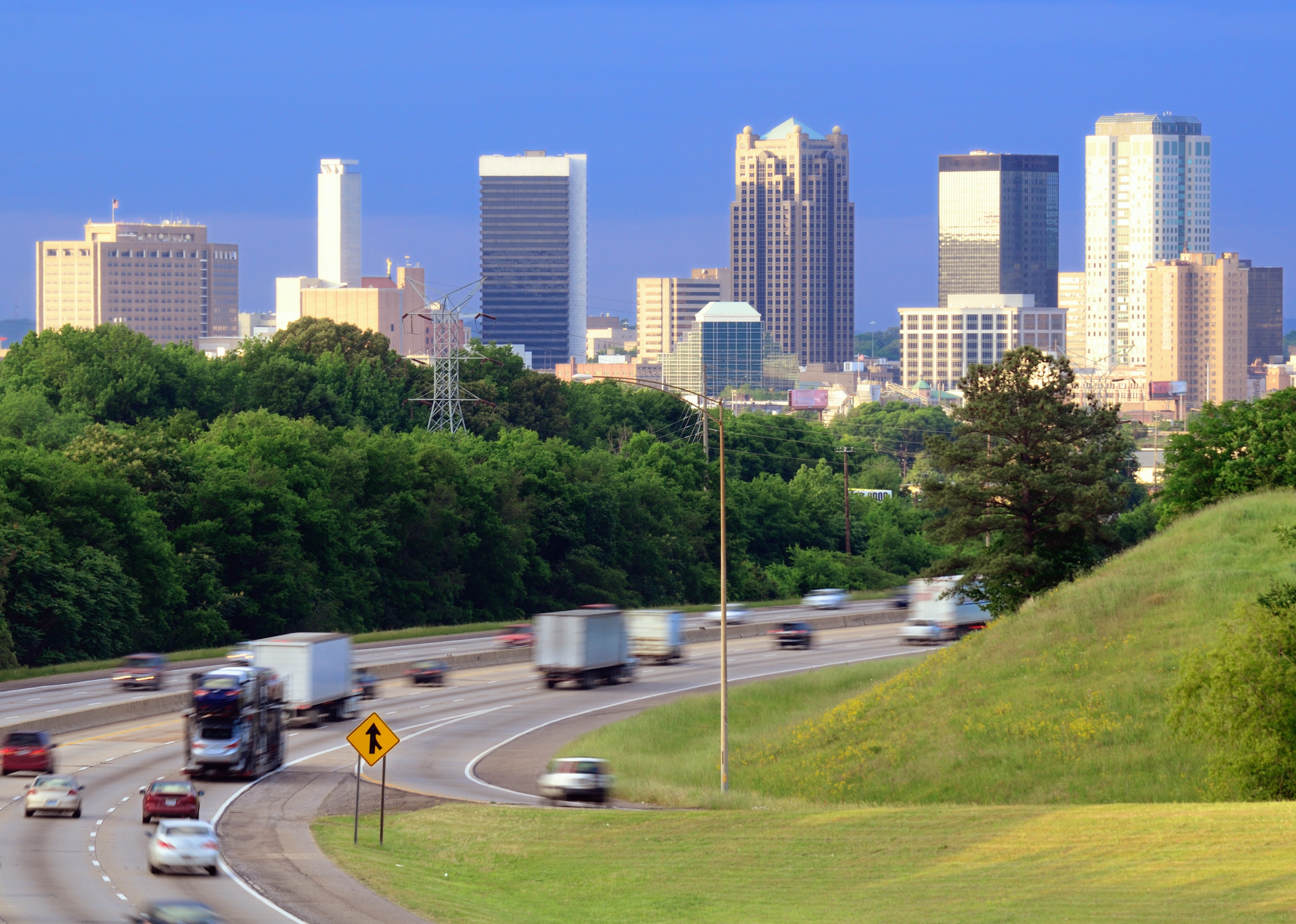 Skyline of Birmingham from above Interstate 65.
