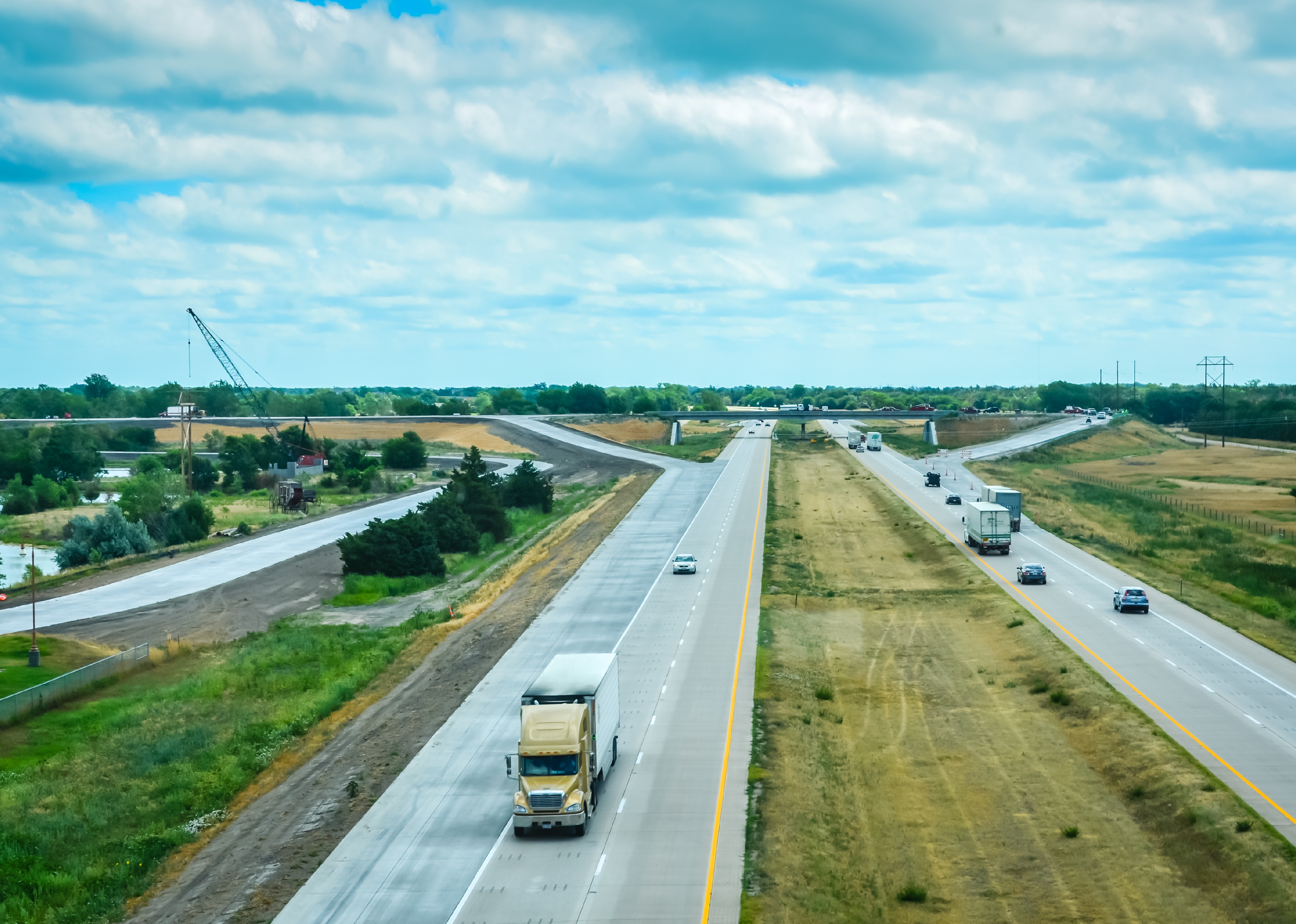 Interstate 80 highway seen from overlook at Great Platte River Road Archway Monument Museum.