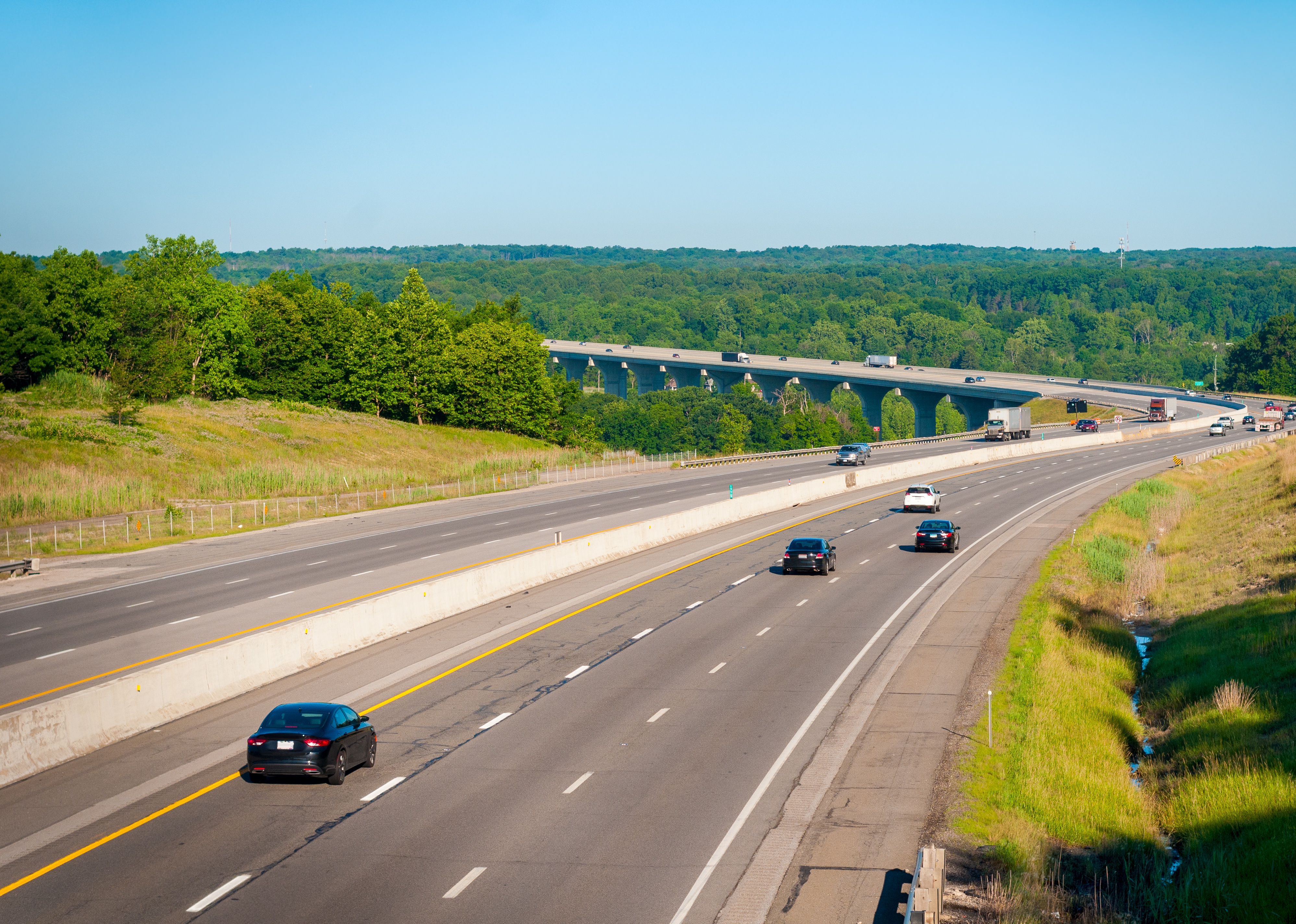 The Ohio Turnpike, Interstate 80, crosses the Cuyahoga Valley south of Cleveland.