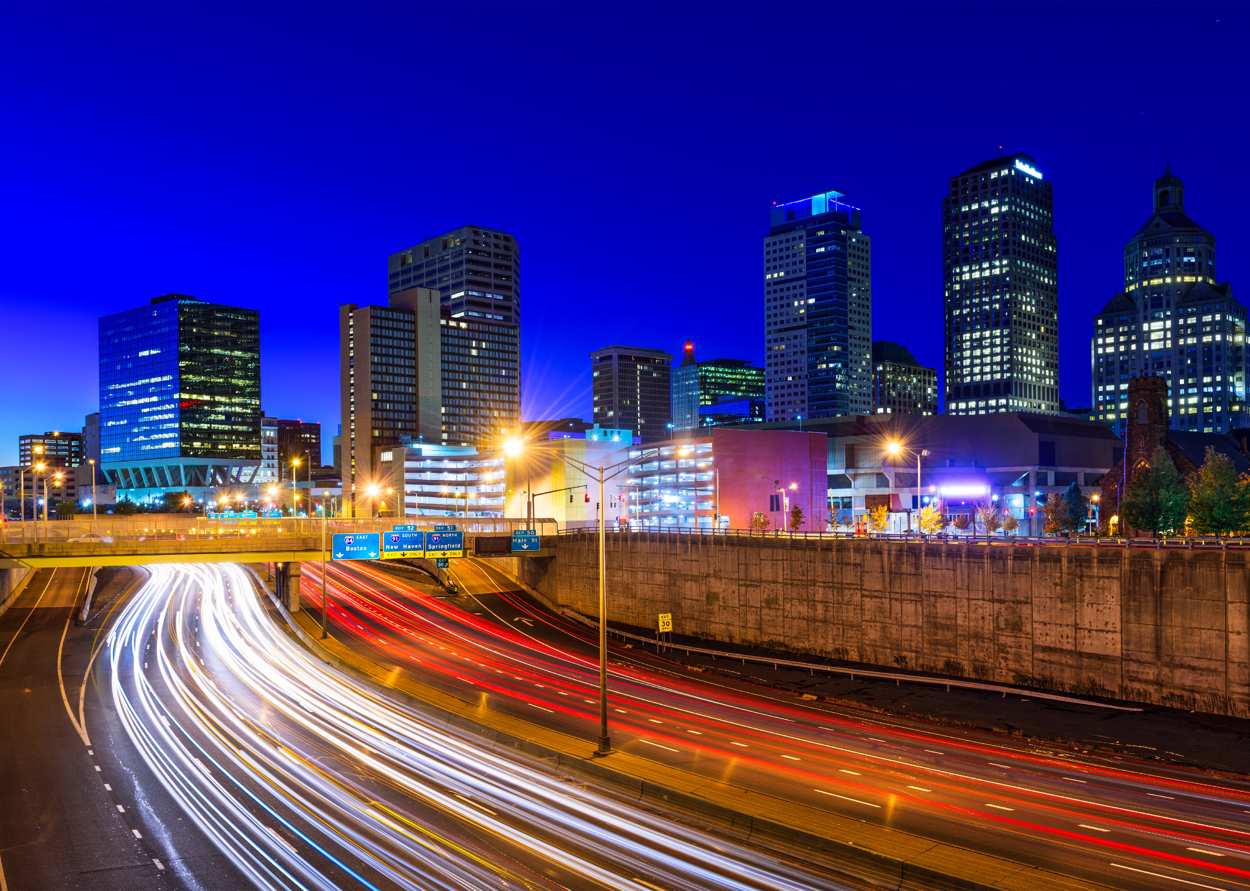 Hartford highway and skyline.