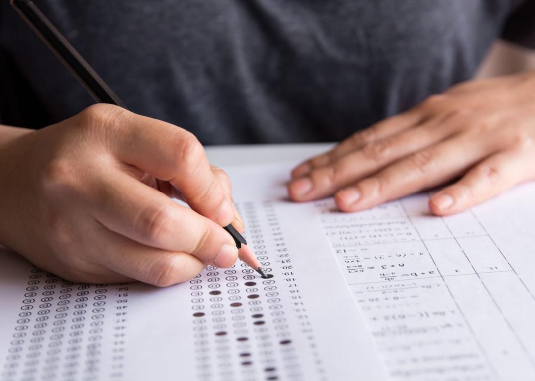 Student taking standardized test