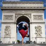 B-boy Mounir of France poses in front of the Arc de Triomphe.