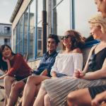 Friends on terrace
