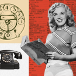 Photo illustration with Marilyn Monroe holding phone book.