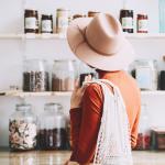 Woman shopping with reusable bag