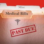 Medical bill file folder with red “Past Due” text.