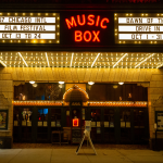 Entrance to the Music Box Theatre at night