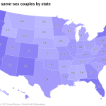 This map shows the percent of same-sex couples as a share of all married couples per state.