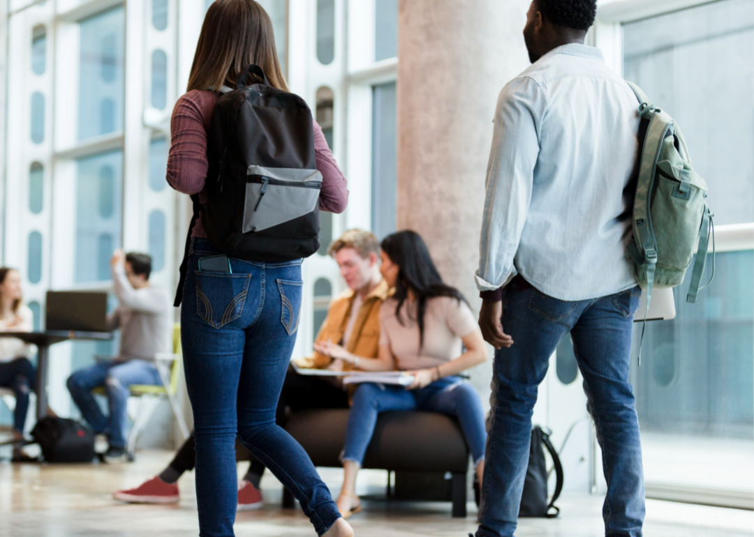 College students walking to class