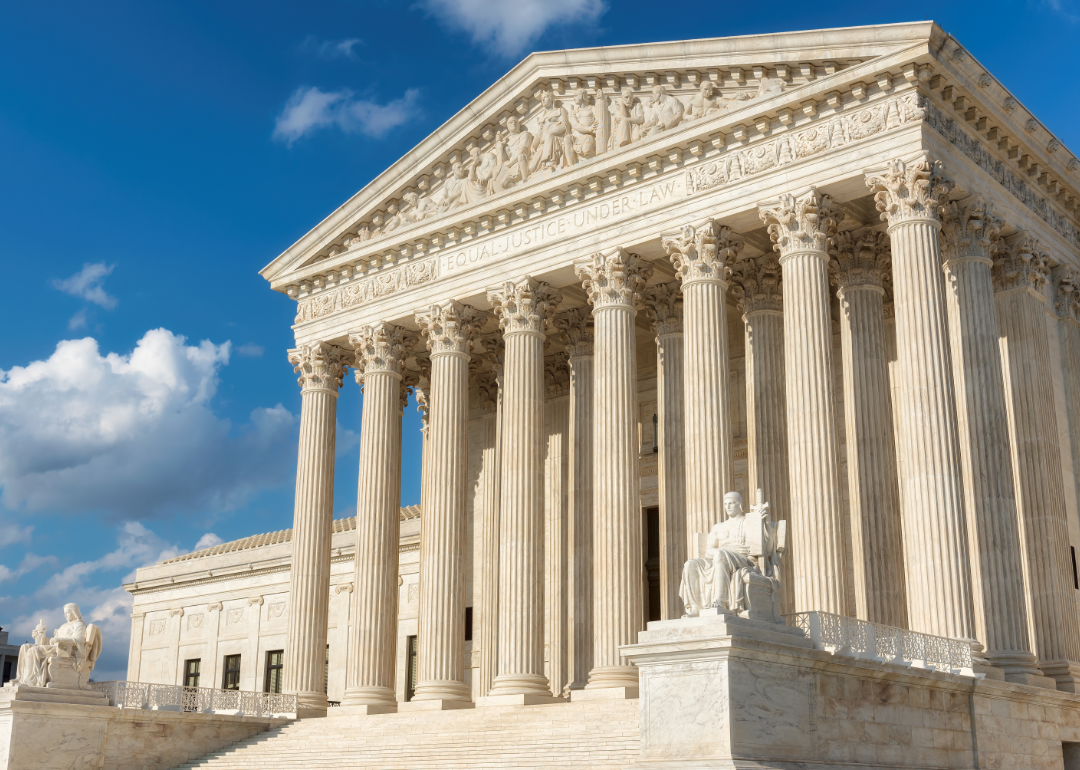 Photo shows the exterior of the Supreme Court building