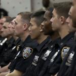 New recruits at a training session in Brooklyn in a scene from 'Crime+Punishment.'