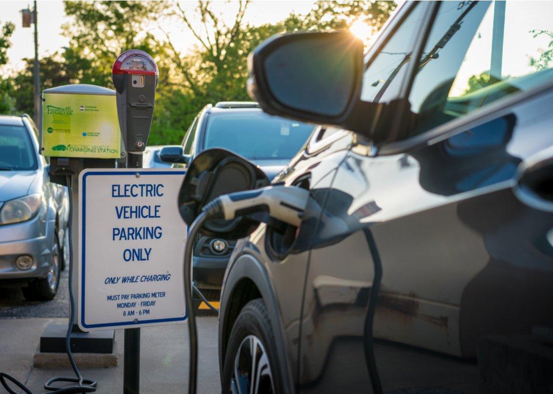 Black electric vehicle charging.