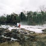 A view taken July 12, 2000 shows the scene of the blaze in which more than 250 people died this week while villagers risked their lives scooping fuel from a vandalized pipeline in Ovive Court in Warri, Nigeria.