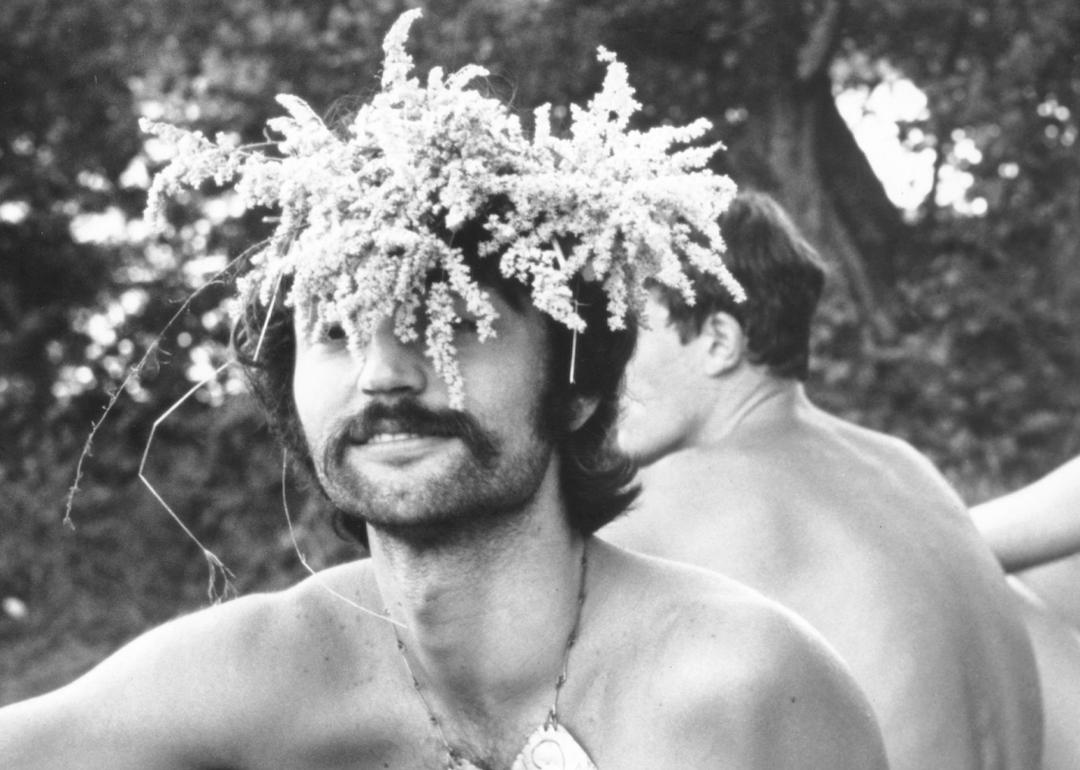 A group of festival-goers in 'Woodstock,' Michael Wadleigh's 1970 documentary film on the Woodstock Festival.