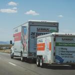 moving truck driving on road
