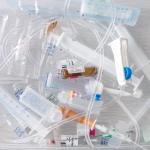 Medical syringes and ampoules of plastic waste.