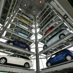 A car vending machine built by Carvana, an online used car dealer, in Houston, Texas.