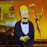 A video of Homer Simpson speaking is projected on a video screen during the 71st Emmy Awards at Microsoft Theater on September 22, 2019 in Los Angeles, California. 