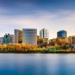 Rosslyn neighborhood in Arlington, Virginia, city skyline on the Potomac River.