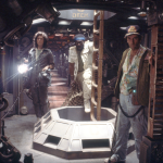 American actors Sigourney Weaver, Yaphet Kotto and Harry Dean Stanton on the set of Alien, directed by Ridley Scott.