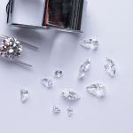 Different cuts of polished diamonds.