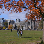 A college campus in autumn