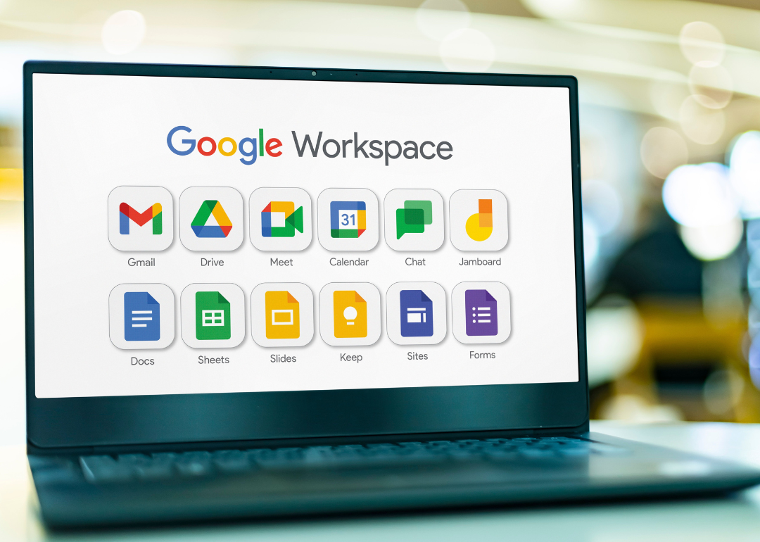A laptop computer displaying Google Workspace.
