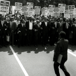 Civil Rights leaders holding hands as they march along the National Mall during the March on Washington for Jobs and Freedom, Washington DC, August 28, 1963