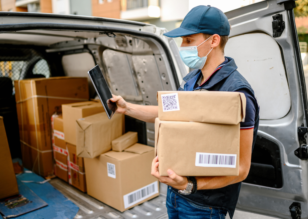 A courier delivering packages.