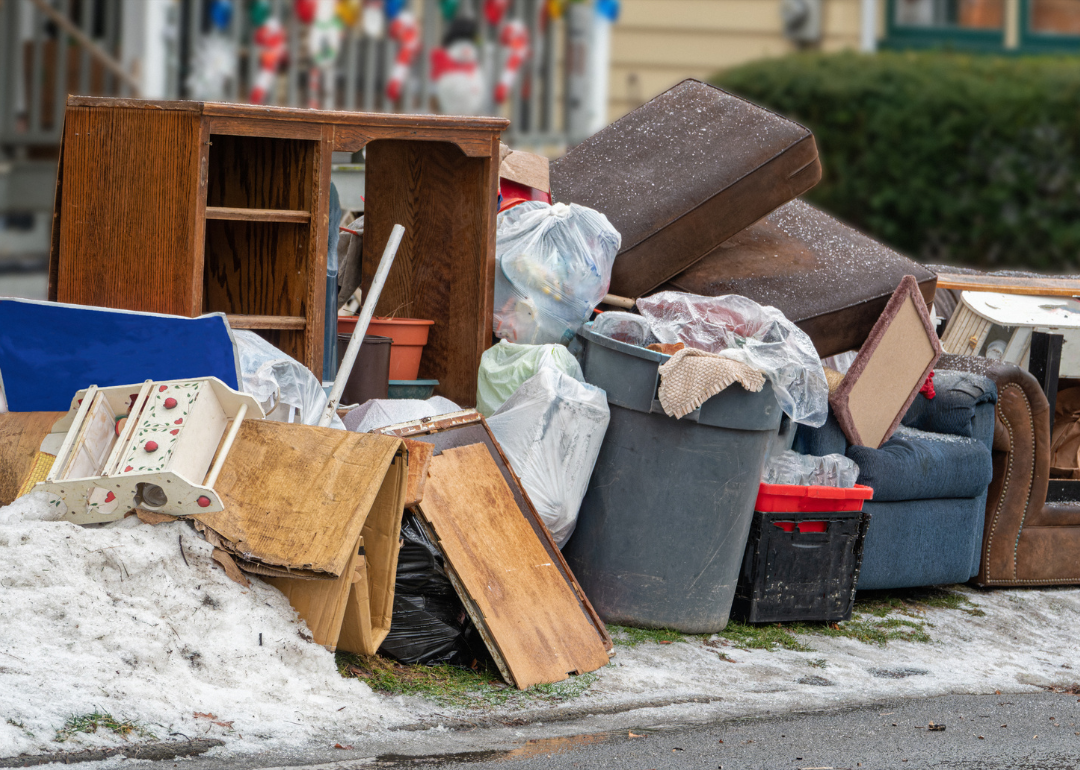 A person's furniture on the curb after an eviction.