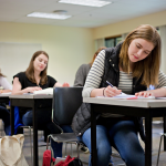 Students taking an exam