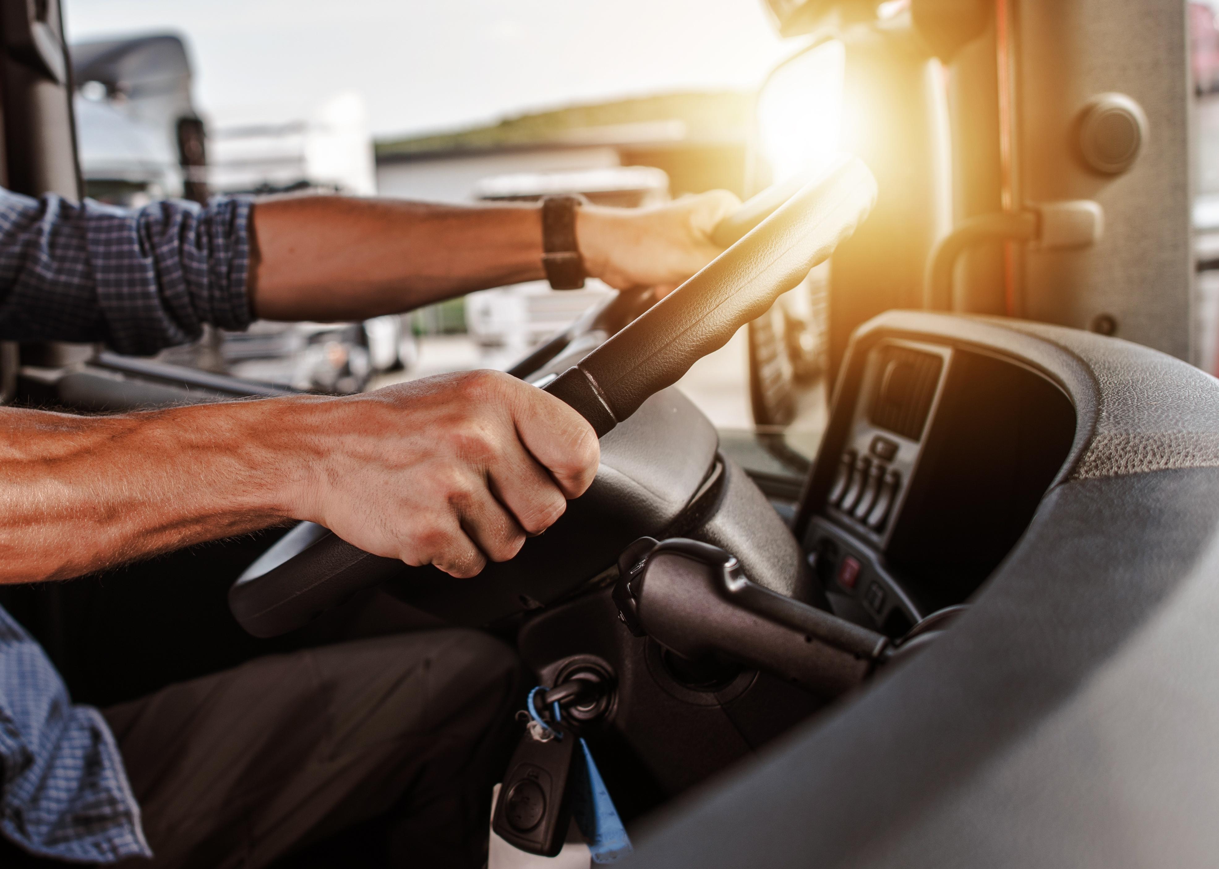 CDL Commercial driver Inside of a truck
