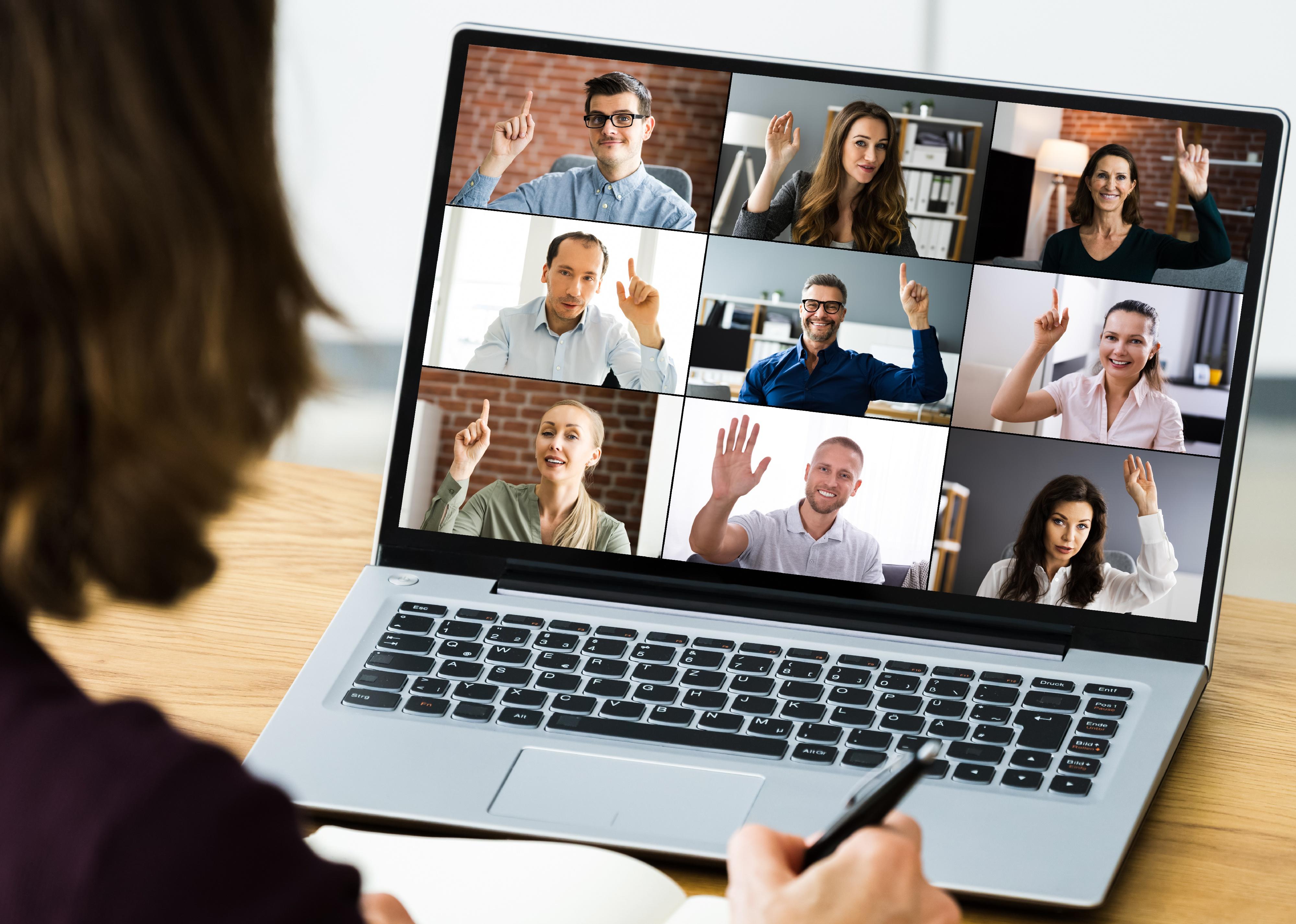 Video conference call with attendees' raising their hands