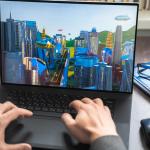 Close up of man hands on computer in metaverse