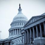 U.S. capitol building in grayscale colors.