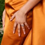 Zendaya's engagement ring during the Golden Globe Awards 2025.