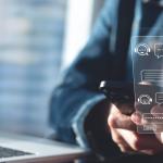 Person using online customer service with chatbot to get support.