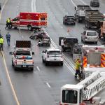 A motorcycle accident on Interstate 405 in Kirkland, Washington.