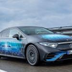 An EV designed with solid-state decal on a road.