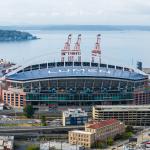Aerial view of Lumen Field Stadium in Seattle, Washington.