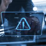 Cybersecurity software graphics displayed in front of a user.